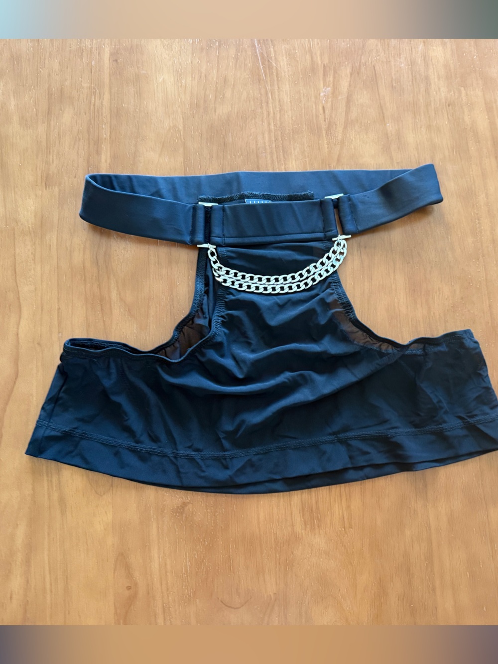 Black Chain-Accent Women's Mesh Festival Skirt